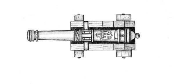 Cannon Wooden Carriage 30mm