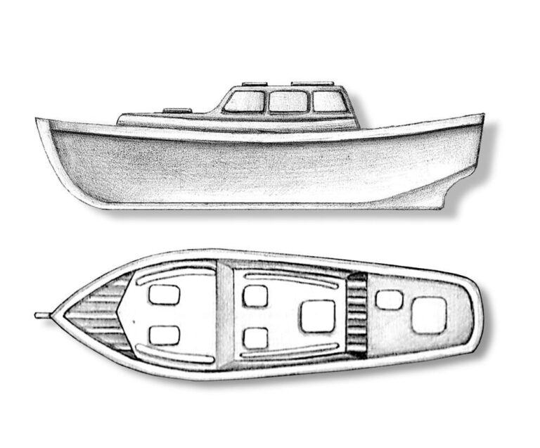 Plastic Wood Boat with Cabin 80mm