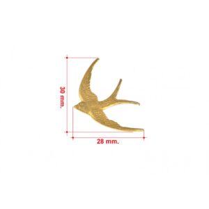 Ornate Brass Swallows 28x30mm